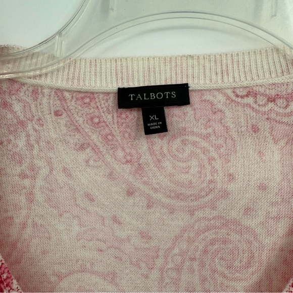 Talbots paisley Cardigan Sweater beaded Women’s Size XL Buttons pink light - Picture 6 of 9